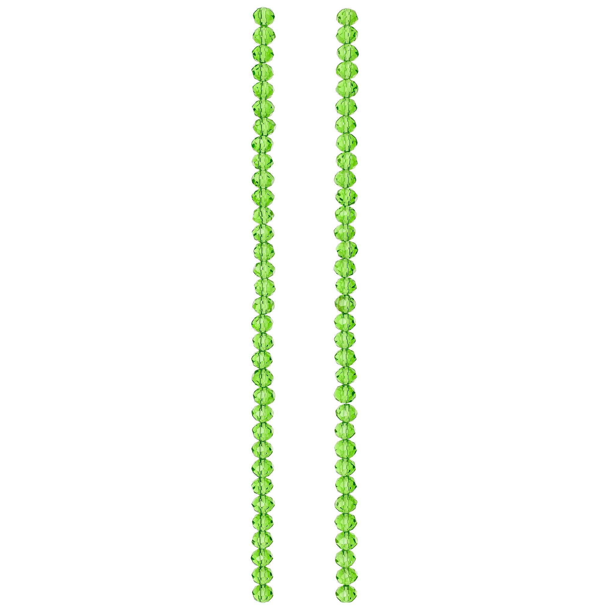 Green Faceted Glass Rondel Beads, 6mm by Bead Landing™